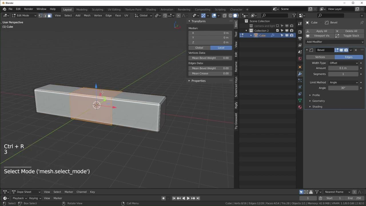 Màn hình Blender trong video hướng dẫn — Apply Scale nghĩa là gì? (Blender Concepts).
