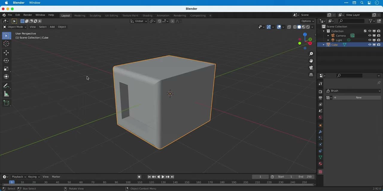 Màn hình Blender trong video hướng dẫn — Extrude · Inset · Bevel · Loop Cut.