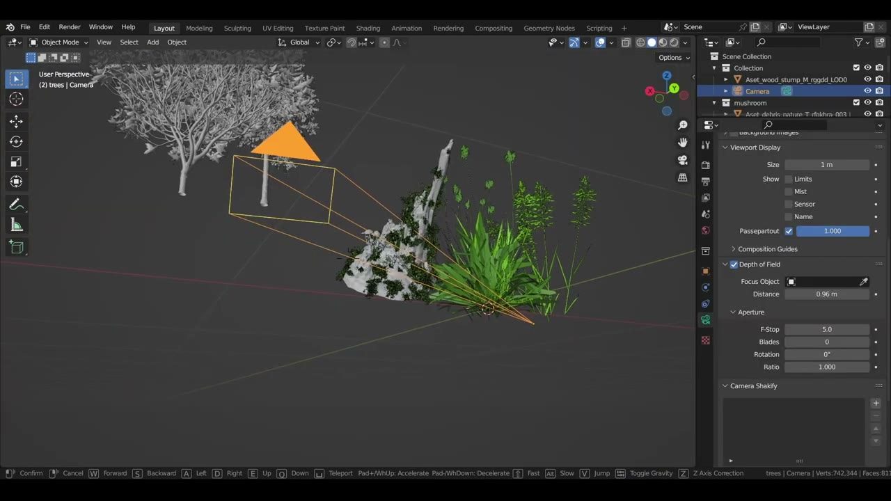 Màn hình Blender trong video hướng dẫn — Mẹo camera trong Blender.