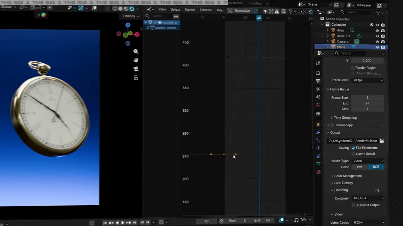 Màn hình Blender trong video hướng dẫn — Easing & Graph Editor.