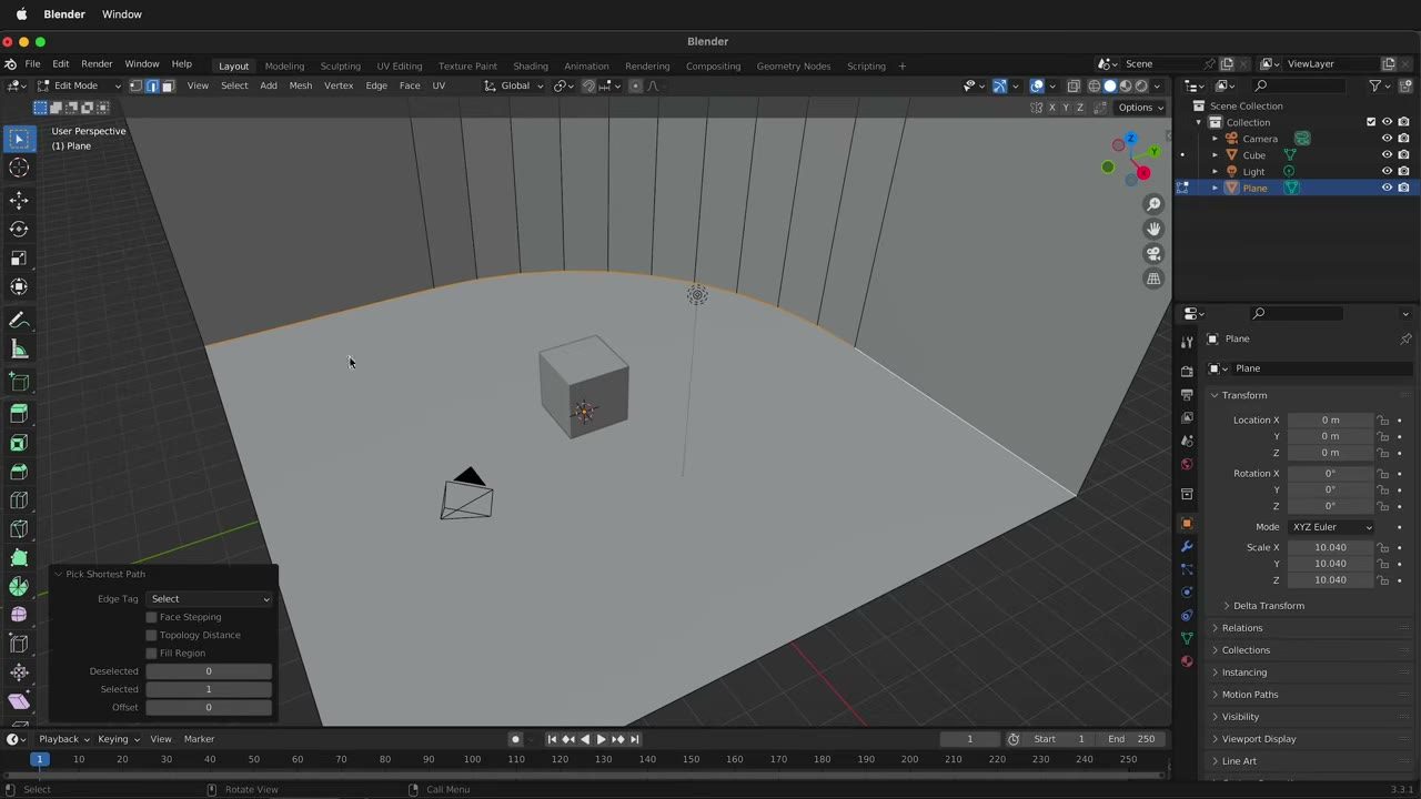 Màn hình Blender trong video hướng dẫn — Infinite Background render.