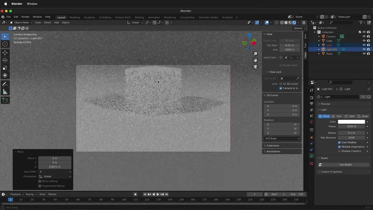 Màn hình Blender trong video hướng dẫn — Infinite Background render.