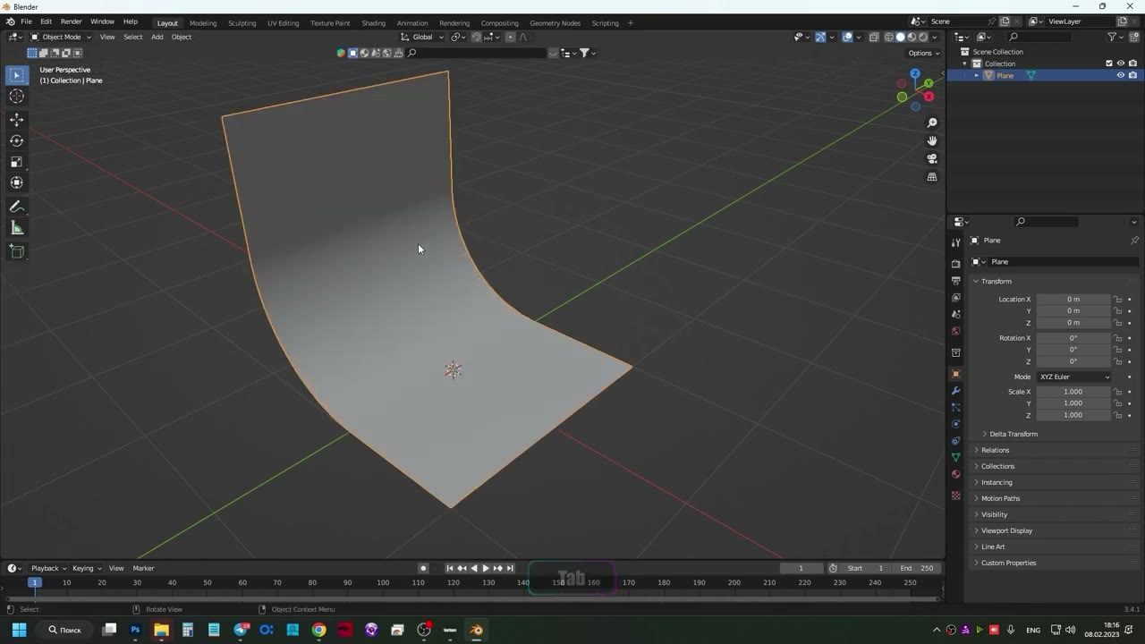 Màn hình Blender trong video hướng dẫn — Cyclorama trong Blender.