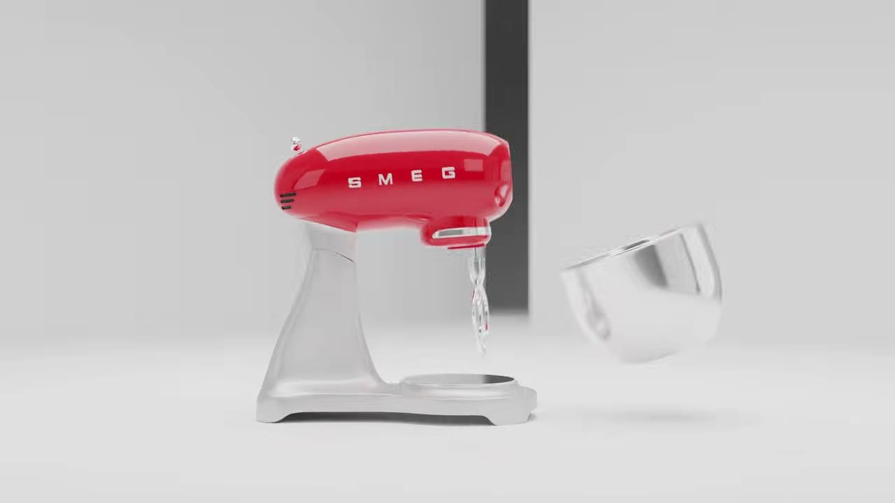 Màn hình Blender trong video hướng dẫn — SMEG — showreel-grade product animation.
