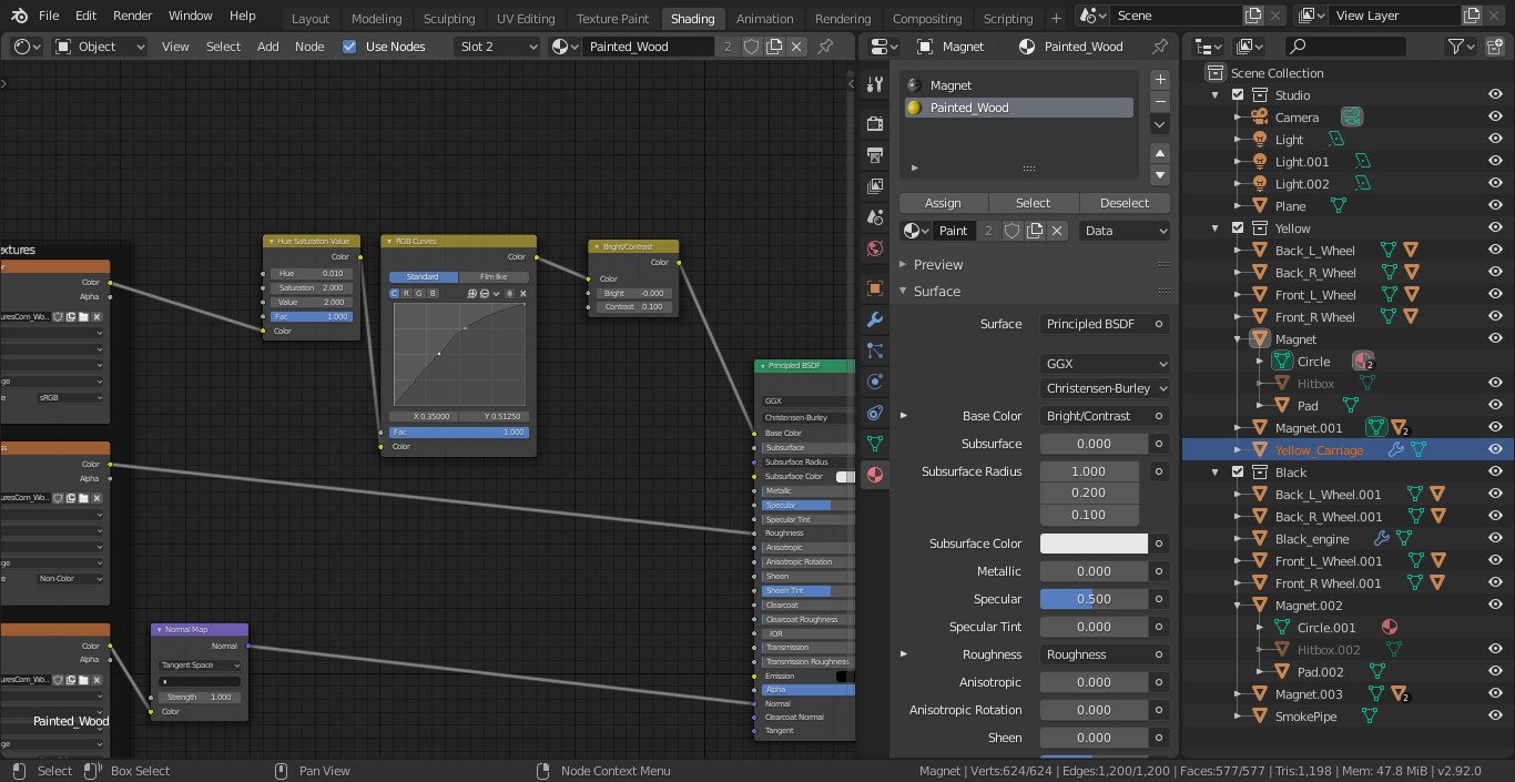 Shader Editor thực tế với Principled BSDF.