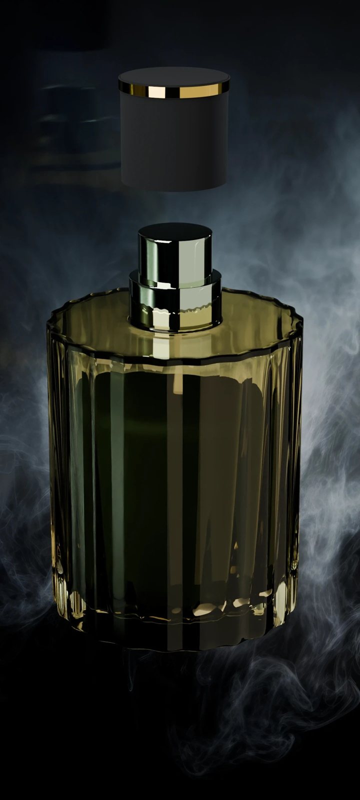Dark Moody: 1 Area hẹp + rim, viền đen tách chai khỏi nền tối.