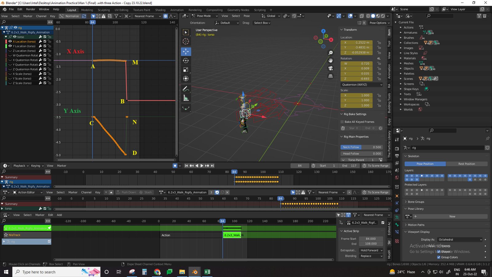 Graph Editor thực tế với handle Bezier.